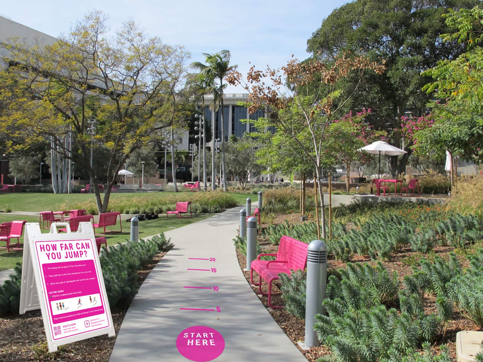 Grand Games signage at Grand Park LA
