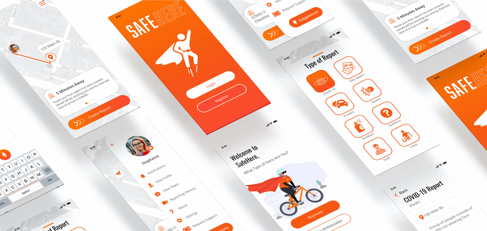 SafeHere mobile app interface